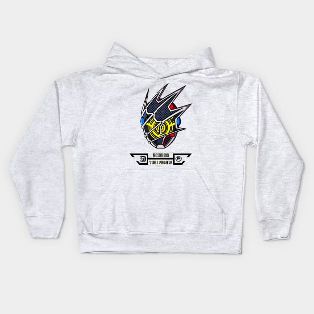 KR REVICE ( DEMONS TROOPERS ALPHA ) HELMET 2 Kids Hoodie by Ryuki Kento Art